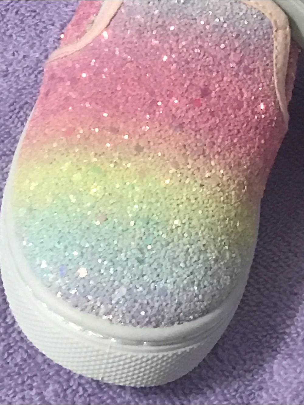 Kids Pastel Glitter Slip-On Sneakers - Pastel